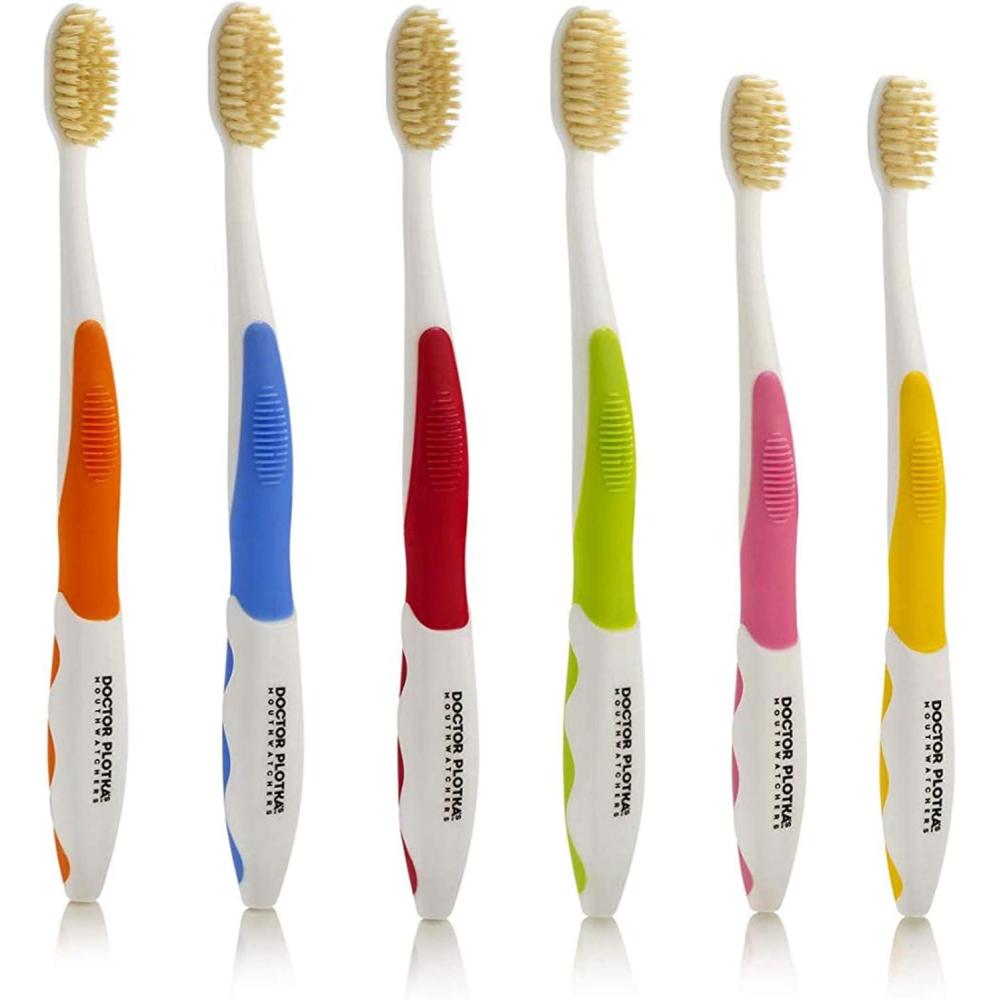 image:imageMOUTHWATCHERS Soft Flossing Toothbrushes Value Family Pack 4 Adult amp 2 Kids Ultra Clean Manual Toothbrush Set for Sensitive Teeth amp Gums by Dr Plotka Assorted Colors4 Adult  2 Kids