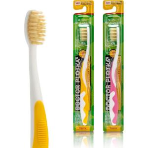 MOUTHWATCHERS Soft Childrens Flossing Manual Toothbrush, Set of 2, Yellow and Blue, Toothbrushes for Kids & Teens, Ultra Clean, by Dr. Plotka’s(Pink/Yellow)