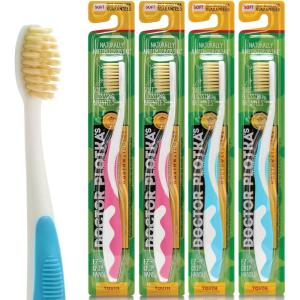 MOUTHWATCHERS Soft Childrens Flossing Manual Toothbrush, Value Pack of 4, Yellow and Blue, Toothbrushes for Kids & Teens, Ultra Clean, by Dr. Plotka’s(Pink/Blue)