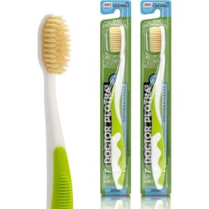 MOUTHWATCHERS Soft Flossing Manual Toothbrush for Adults, 2 Pack, Orange, Ultra Clean, Good for Sensitive Teeth and Gums, By Dr. Plotka’s(Green)