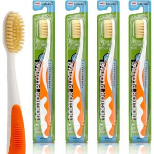 MOUTHWATCHERS Soft Flossing Toothbrushes, Value Pack of 4, Green, Manual Toothbrush for Adults, Ultra Clean, Good for Sensitive Teeth and Gums, by Dr. Plotka’s(Orange)